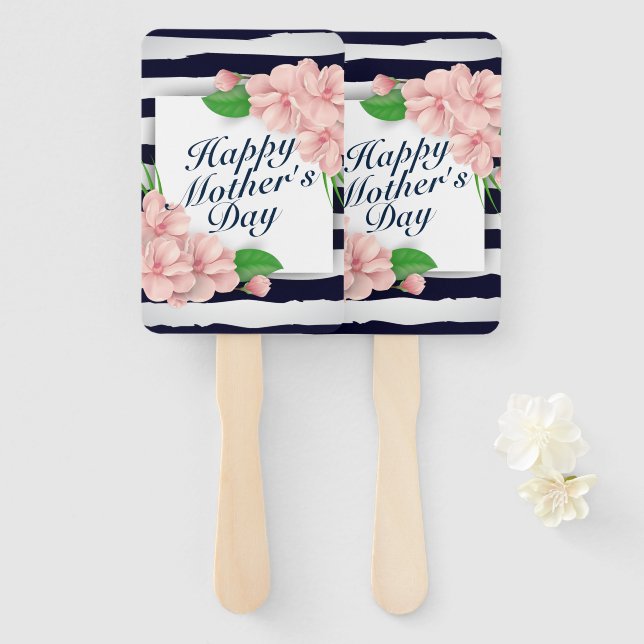 Elegant Happy Mother's Day Floral Frame Hand Fan Fächer (Vorne und Hinten)
