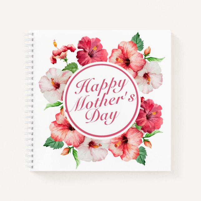 Elegant Happy Mother's Day Floral Frame Notebook Notizbuch (Vorderseite)