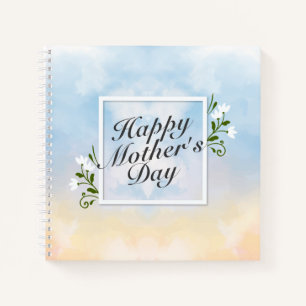 Elegant Happy Mother's Day Floral Frame Notebook Notizbuch