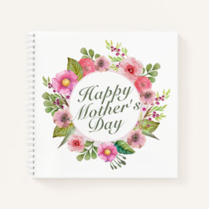 Elegant Happy Mother's Day Floral Frame Notebook Notizbuch