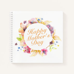Elegant Happy Mother's Day Floral Frame Notebook Notizbuch