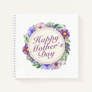 Elegant Happy Mother's Day Floral Frame Notebook Notizbuch