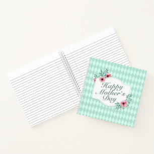 Elegant Happy Mother's Day Floral Frame Notebook Notizbuch