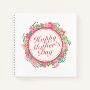 Elegant Happy Mother's Day Floral Frame Notebook Notizbuch