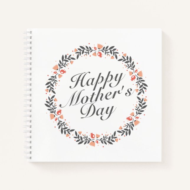 Elegant Happy Mother's Day Floral | Gästebuch Notizbuch (Vorderseite)