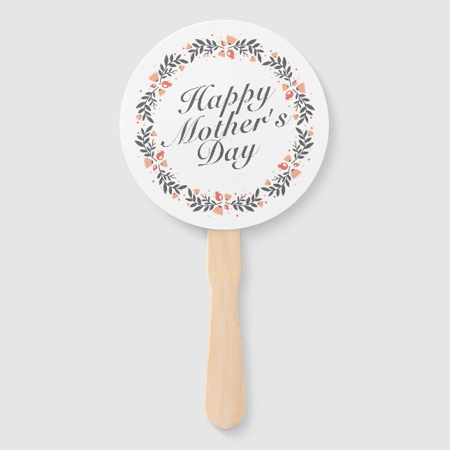 Elegant Happy Mother's Day Floral Hand Fan Fächer (Vorderseite)