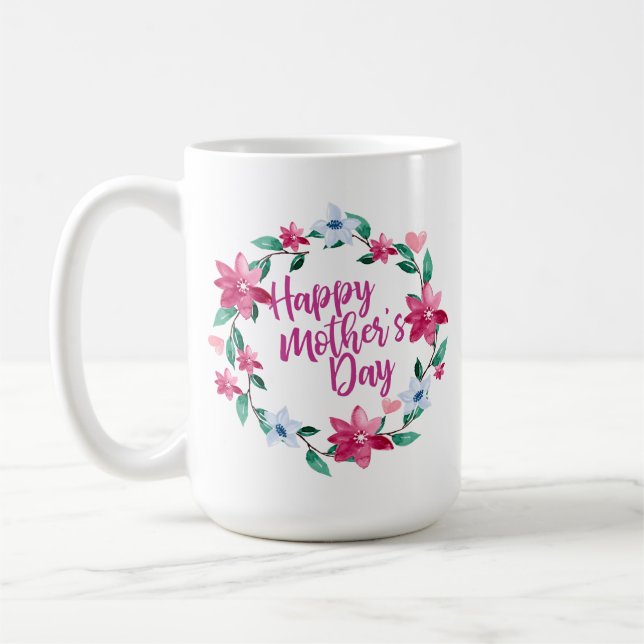 Elegant Happy Mother's Day Floral | Klassische Tas Kaffeetasse (Links)