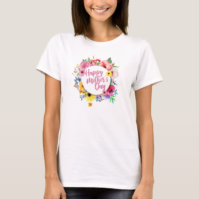 Elegant Happy Mother's Day Floral | Kreisel T-Shirt (Vorderseite)