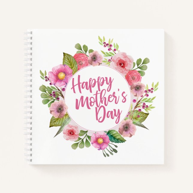 Elegant Happy Mother's Day Floral | Notebook Notizbuch (Vorderseite)
