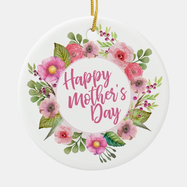 Elegant Happy Mother's Day Floral | Ornament (Vorne)
