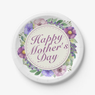 Elegant Happy Mother's Day Floral Paper Plate Pappteller