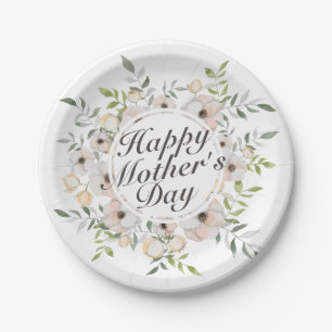 Elegant Happy Mother's Day Floral Paper Plate Pappteller