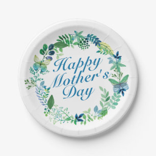 Elegant Happy Mother's Day Floral Paper Plate Pappteller