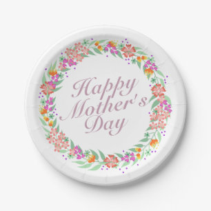 Elegant Happy Mother's Day Floral Paper Plate Pappteller