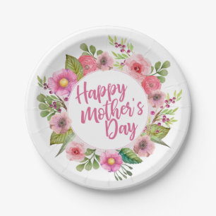 Elegant Happy Mother's Day Floral   Papierplatte Pappteller