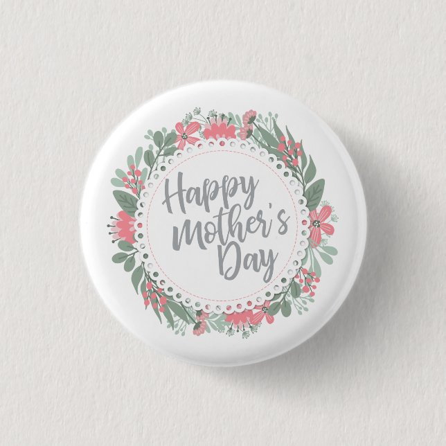 Elegant Happy Mother's Day Floral | Schaltfläche B Button (Vorderseite)