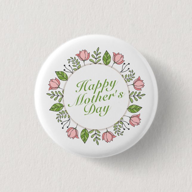 Elegant Happy Mother's Day Floral | Schaltfläche B Button (Vorderseite)