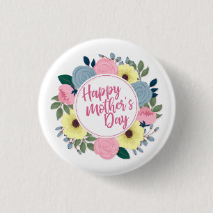 Elegant Happy Mother's Day Floral   Schaltfläche B Button