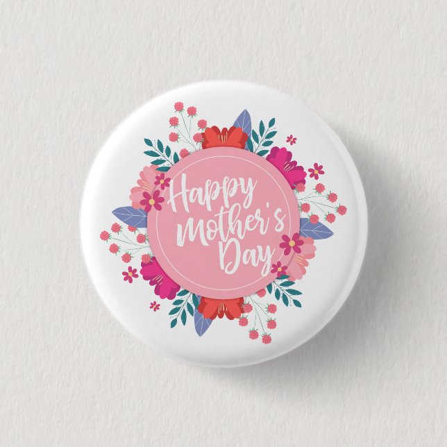 Elegant Happy Mother's Day Floral | Schaltfläche B Button (Vorderseite)