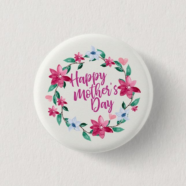 Elegant Happy Mother's Day Floral | Schaltfläche B Button (Vorderseite)