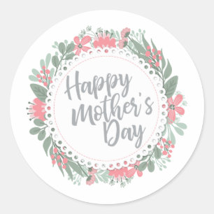 Elegant Happy Mother's Day Floral   SIEGEL Runder Aufkleber