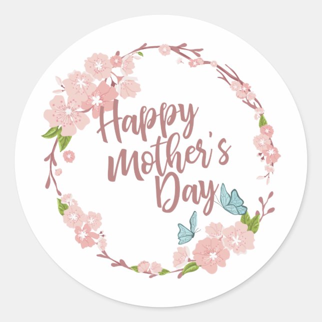 Elegant Happy Mother's Day Floral | SIEGEL Runder Aufkleber (Vorderseite)