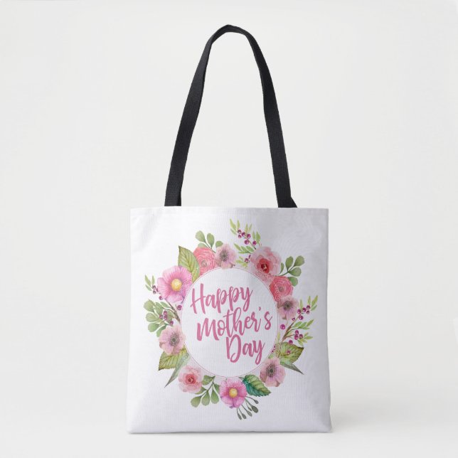 Elegant Happy Mother's Day Floral | Tragetasche (Vorderseite)