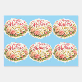 Elegant happy Mother's Day floral wreath Geschenkpapier Set