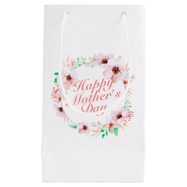 Elegant Happy Mother's Day Floral Wreath Geschenkt Kleine Geschenktüte (Vorderseite)