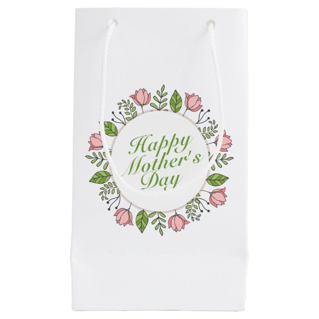Elegant Happy Mother's Day Floral Wreath Geschenkt Kleine Geschenktüte (Vorderseite)