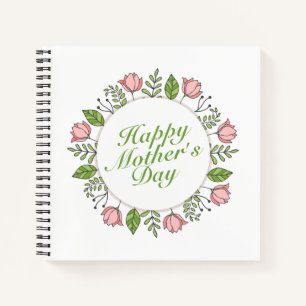 Elegant Happy Mother's Day Floral Wreath Guestbook Notizbuch