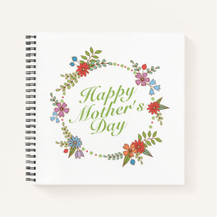 Elegant Happy Mother's Day Floral Wreath Guestbook Notizbuch