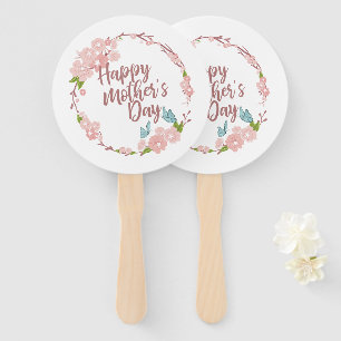 Elegant Happy Mother's Day Floral Wreath Hand Fan Fächer