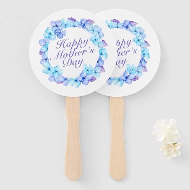 Elegant Happy Mother's Day Floral Wreath Hand Fan Fächer (Vorne und Hinten)