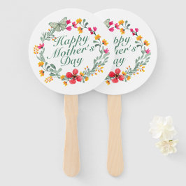 Elegant Happy Mother's Day Floral Wreath Hand Fan Fächer