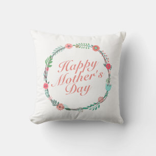 Elegant Happy Mother's Day Floral Wreath   Kissen