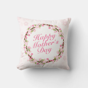 Elegant Happy Mother's Day Floral Wreath   Kissen