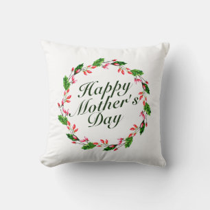 Elegant Happy Mother's Day Floral Wreath   Kissen