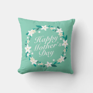 Elegant Happy Mother's Day Floral Wreath   Kissen