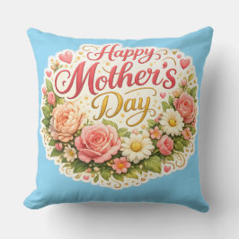 Elegant happy Mother's Day floral wreath Kissen