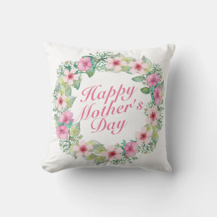 Elegant Happy Mother's Day Floral Wreath   Kissen