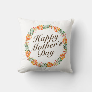 Elegant Happy Mother's Day Floral Wreath   Kissen