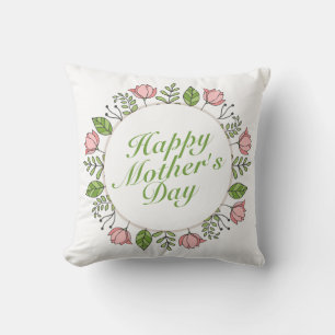 Elegant Happy Mother's Day Floral Wreath   Kissen