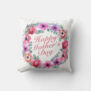 Elegant Happy Mother's Day Floral Wreath   Kissen