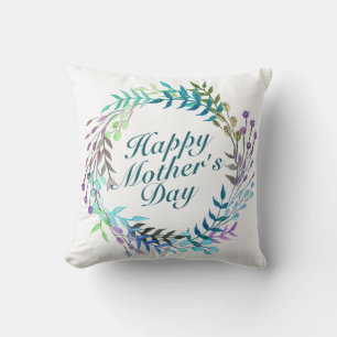 Elegant Happy Mother's Day Floral Wreath   Kissen