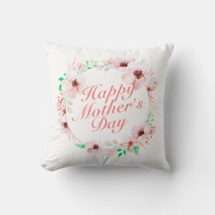 Elegant Happy Mother's Day Floral Wreath Kissen