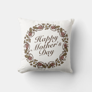 Elegant Happy Mother's Day Floral Wreath   Kissen