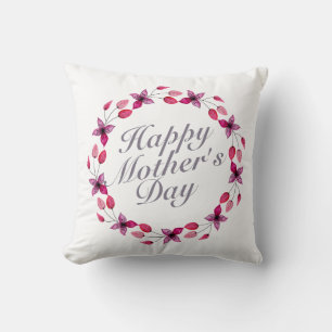 Elegant Happy Mother's Day Floral Wreath   Kissen
