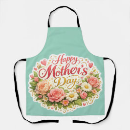 Elegant happy Mother's Day floral wreath kitchen a Schürze