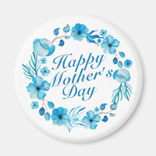Elegant Happy Mother's Day Floral Wreath Magnet